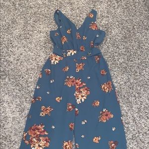 Teal floral jumpsuit